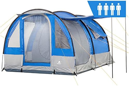 Les meilleures tentes de camping familiales 4-6 personnes : Tente dôme légère et étanche avec 2 cabines et grande porte