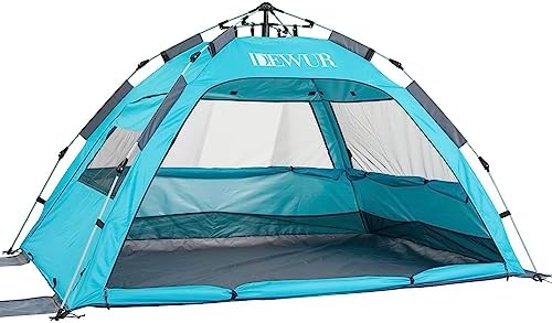 Les meilleures tentes de plage 2 à 4 personnes avec protection solaire UPF 50+ UV étanche pour familles, plage, camping, jardin – bleu