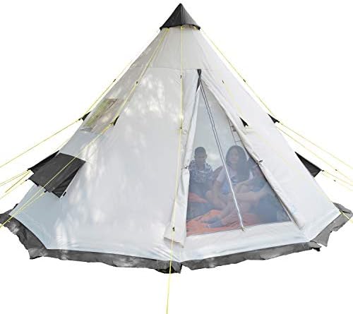 Meilleures tentes tipi Skandika Tippi – 6 personnes – Hauteur 2m50 Diamètre 3m65 – Gris