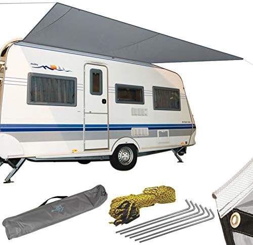 Les Meilleurs Accessoires de Tente Caravane avec Auvent Amovible et Réseau de Ventilation Gris – vidaXL